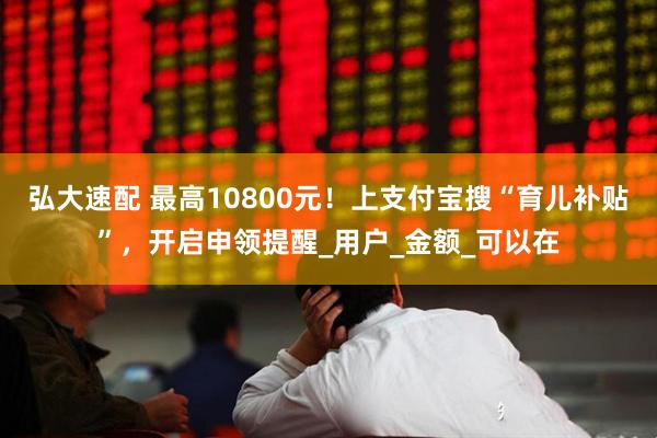 弘大速配 最高10800元！上支付宝搜“育儿补贴”，开启申领提醒_用户_金额_可以在